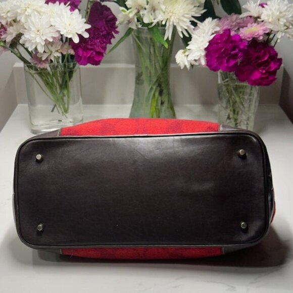 🔥🔥Coach Red Wool & Leather #F1J-7721 Tote/Shoulder Bag EUC - Picture 8 of 14